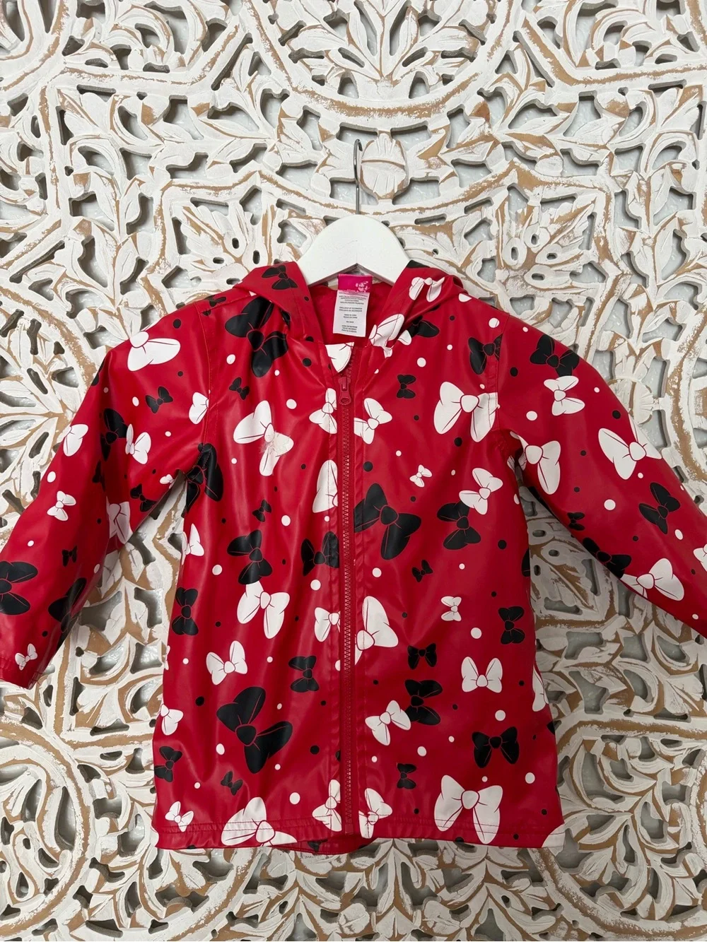 Disney Red Minnie Bow Raincoat with Black Ears Hood